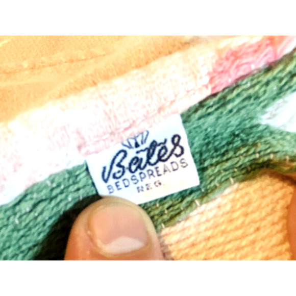 Vintage Bates Bedspread Pink Dutch Scandinavian Floral Design 84" x 90" - Picture 6 of 10